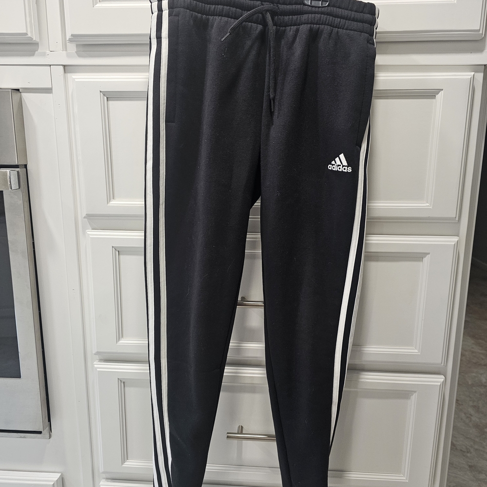 Adidas Women's Black Joggers with White Stripes
